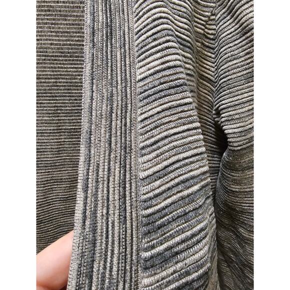 Eileen Fisher gray heather ribbed knit cotton blend open cardigan medium - Picture 7 of 12